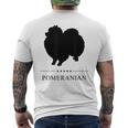 ポメラニアンブラックシルエット メンズTシャツ バックプリント