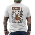 奈良 日本 鹿 日本語タイポグラフィ 漢字 自然 旅行 メンズTシャツ バックプリント