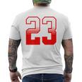 白赤番号 23 スポーツチーム メンズTシャツ バックプリント