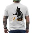 私は何をしたい黒猫カップ面白いグラフィック猫愛好家 メンズTシャツ バックプリント