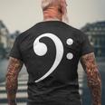 Bass Note F Key Bass Player Music Bass Clef メンズTシャツ バックプリント 高齢者への贈り物