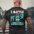 I Battle Ptsd What's Youruperpower Ptsd認識 メンズTシャツ バックプリント 高齢者への贈り物