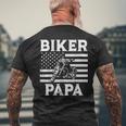 Biker Papa Us Flag Motorcycle Patriot Dad Daddy Grandpa Men Men's T-shirt Back Print Gifts for Old Men