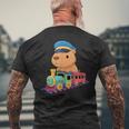 Capybara Riding Train Cute Kawaii Cartoon Rail Adventure メンズTシャツ バックプリント 高齢者への贈り物