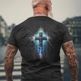 Christian Cross Punk Art Style Distressed Crown Of Thorns Men's Back Print T-Shirt Gifts for Old Men