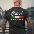 Ciao Italia トリコローレ イタリア国旗 フィレンツェ フィレンツェ イタリア 長袖tシャツ メンズTシャツ バックプリント 高齢者への贈り物
