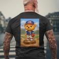 Cool Teddy Bear Baseball Player Illustration Graphic s メンズTシャツ バックプリント 高齢者への贈り物