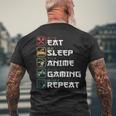 Eatleep Anime Gaming Repite El Manga Retro De Anime Otaku Manga Larga Camiseta Hombre Estampado Espalda Regalos para ancianos