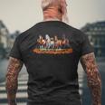 Fall Horse Animal Thanksgiving Sunflowers Pumpkin Leaves Men's Back Print T-Shirt Gifts for Old Men