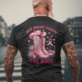 Give Breast Cancer The Boot Cancer Awareness Men's T-shirt Back Print Gifts for Old Men