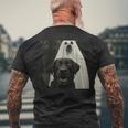 Halloween Selfie Black Lab With Bear Ghost Costume Meme Men's T-shirt Back Print Gifts for Old Men