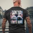 Jdm日本人ドリフトレースカー2台 東京ストリートドリフト夜 メンズTシャツ バックプリント 高齢者への贈り物