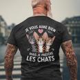 Jeous Aime Bien Mais Je Prefere Les Chats Humour Chat T-shirt imprimé au dos Cadeaux pour les vieillards
