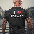 I Love Heart 台湾国旗 台湾 台湾 プライド Roc 台北 メンズTシャツ バックプリント 高齢者への贈り物