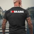 I Love ハート Brains メンズTシャツ バックプリント 高齢者への贈り物