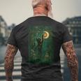 Magical Black Cat Moon Forest Fantasy Cottagecore Men's T-shirt Back Print Gifts for Old Men