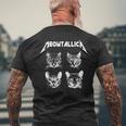 Meowtallica ブラック ホワイト 面白い パロディバンド 猫 子猫 恋人 長袖tシャツ メンズTシャツ バックプリント 高齢者への贈り物