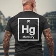 Mercury Hg 元素周期表 サイエンスギフト メンズTシャツ バックプリント 高齢者への贈り物