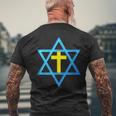Messianique Étoile De David Avec Croix Dorée T-shirt imprimé au dos Cadeaux pour les vieillards