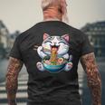 Neko Cat Ramen Anime Kawaii Men's T-shirt Back Print Gifts for Old Men