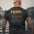 Padel Définition Cadeau Padel Homme Humour Joueur T-shirt imprimé au dos Cadeaux pour les vieillards
