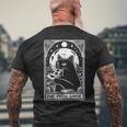 The Pizza Lover Cat Vintage Gothic Tarot Card Men's T-shirt Back Print Gifts for Old Men
