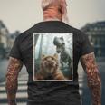 Selfie De Chat Avec Dinosaure Photo De Chat Effrayée Amusante T-shirt imprimé au dos Cadeaux pour les vieillards