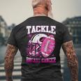 Tackle Breast Cancer Awareness Fighting American Football Men's T-shirt Back Print Gifts for Old Men