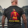 Taco-Man 面白い 反トランプ ハロウィーン 政治的コスチュームアイデア メンズTシャツ バックプリント 高齢者への贈り物