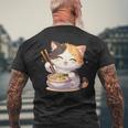 わがまま猫 ねこ ラーメン好き かわいい おもしろ マンガ 長袖tシャツ メンズTシャツ バックプリント 高齢者への贈り物