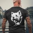 ウエスト ハイランド ホワイト テリア ピーキングドッグ ウェスティ デザイン メンズTシャツ バックプリント 高齢者への贈り物