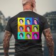 エリザベス 9 正方形タイル ポップアート イギリスの女王 メンズTシャツ バックプリント 高齢者への贈り物