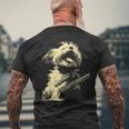 ギターロッカー ギタリスト 動物 パンク グランジ犬とマルチーズ メンズTシャツ バックプリント 高齢者への贈り物