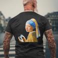 ゲーム モナリザ 面白いtシャツ ゲーマー ネタ 入り メンズ おもしろ 面白い 服 フェルメール グッズ メンズTシャツ バックプリント 高齢者への贈り物