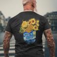 ゴッホ ひまわり&星月夜ポケット 美的アート メンズTシャツ バックプリント 高齢者への贈り物