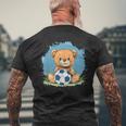 サッカーボール付きのかわいいテディベア メンズTシャツ バックプリント 高齢者への贈り物