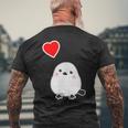 シマエナガ『ハート』白い鳥【どうぶつフレンズ】動物 ゆるくて かわいい メンズTシャツ バックプリント 高齢者への贈り物