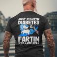 ジャスト・ファイティン・ダイアベティス＆ファーティン・スパークルズ 1型糖尿病 メンズTシャツ バックプリント 高齢者への贈り物