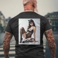 セクシーガールグラフィックtシャツ-猫マスクv2のセクシーなピンナップガール メンズTシャツ バックプリント 高齢者への贈り物