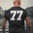ナンバー77 野球 フットボール 誕生日 メンズTシャツ バックプリント 高齢者への贈り物