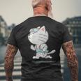 ネコ ねこ ランニング 子猫 ペット おもしろ 動物 ランナー イラスト メンズTシャツ バックプリント 高齢者への贈り物