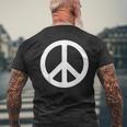 ホワイト ピースサイン メンズTシャツ バックプリント 高齢者への贈り物