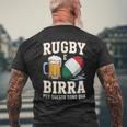 ラグビーとビール だからこそ私はここにいます イタリアのラグビーファン メンズTシャツ バックプリント 高齢者への贈り物