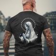 ルルドの聖母マリア 強力なシンボル 母マリア メンズTシャツ バックプリント 高齢者への贈り物