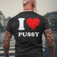 レッドハート I Love Pussy メンズTシャツ バックプリント 高齢者への贈り物