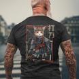 レトロな侍猫 戦士の猫 長袖tシャツ メンズTシャツ バックプリント 高齢者への贈り物
