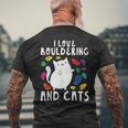 ロッククライミングホールズ クライマー キュート I Love ボルダリングと猫 メンズTシャツ バックプリント 高齢者への贈り物
