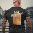 ヴィンテージ かわいい 面白い 猫 2匹の魚が目についた 恋人 気まぐれな メンズTシャツ バックプリント 高齢者への贈り物