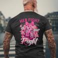 乳がん Her Fight Is Our Fight 乳がんグローブ メンズTシャツ バックプリント 高齢者への贈り物