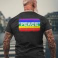 平和 シンボル 国旗 色 戦争反対 虹 Peace No Warintage メンズTシャツ バックプリント 高齢者への贈り物